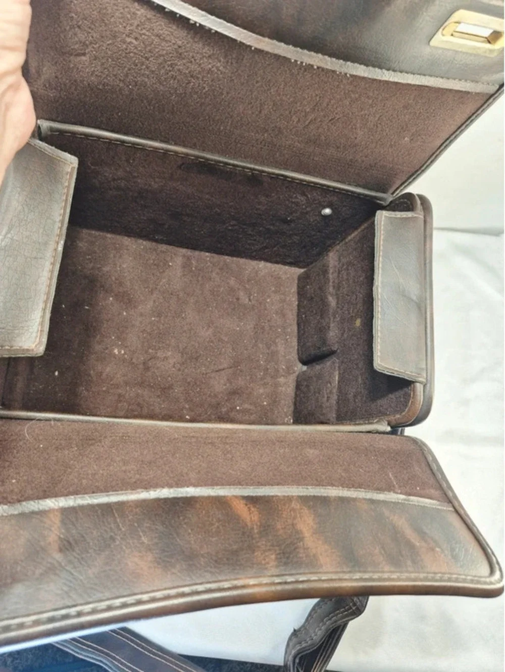 Vintage 70's Brown Leather hard case camera equipment carrierbag c
